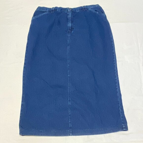 Riders Casuals by Lee A Line Back Slit Denim Jeans Maxi Skirt Medium Wash 16 - Picture 7 of 12